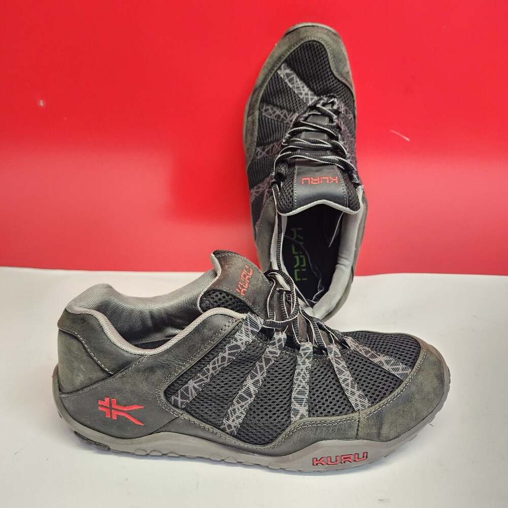 Kuru Chicane Black Red Leather Mesh Walking Hiking Shoes